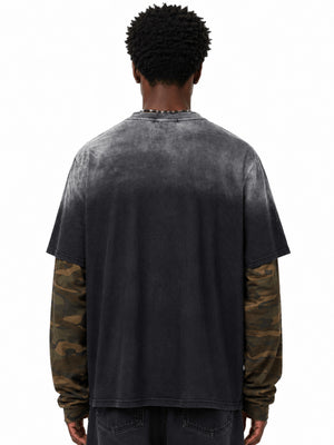 Camo sleeve layered tee – on model, back | XoKool