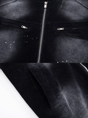Faded corduroy jacket – chest zip pockets close-up | XoKool