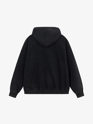 Faded Black Gothic Cross Zip Hoodie – Rückseite flach | XoKool