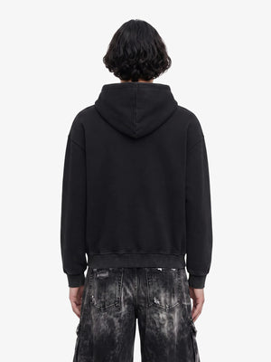 Faded Black Gothic Cross Zip Hoodie – am Model, Rückseite | XoKool