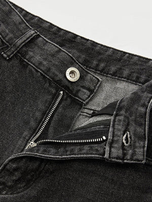Faded Black Baggy Jeans – zip fly close-up | XoKool