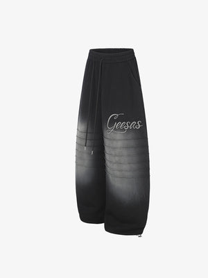 Faded Red Sweatpants with Pleated Knees – Black, angled view | XoKool