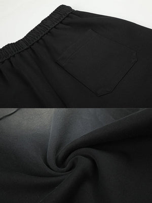 Pleated sweatpants – Black back pocket and fleece close-up | XoKool
