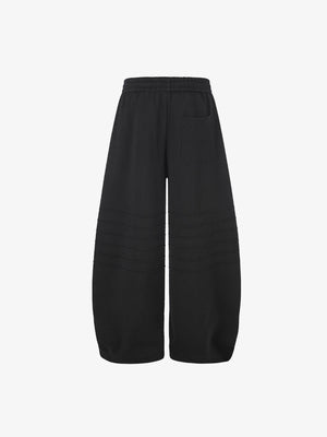 Faded Red Sweatpants with Pleated Knees – Black, back view | XoKool
