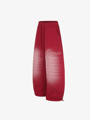 Pleated sweatpants – Red, angled view | XoKool