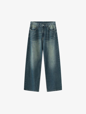 Faded Wide Leg Jeans in Vintage-Blau – Vintage-Blau, Vorderseite flach | XoKool