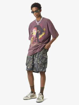 Tree camo cargo shorts – on model, full body front | XoKool
