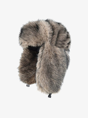 Faux Fur Ushanka Hat with Ear Flaps – Coffee, front | XoKool