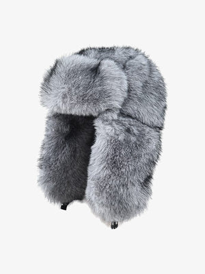 Faux Fur Ushanka Hat with Ear Flaps – Grey, front | XoKool