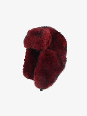 Faux Fur Ushanka Hat with Ear Flaps – Red, front | XoKool