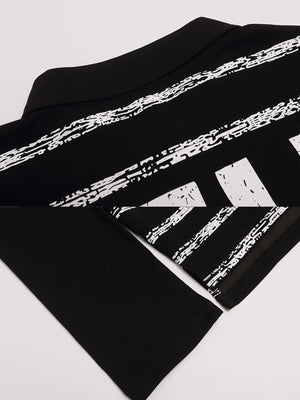 Layered long sleeve polo – collar and print close-up | XoKool