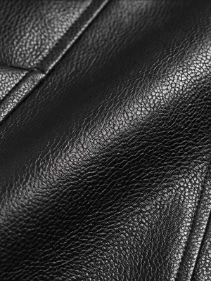 Faux leather fur hood bomber – faux leather texture close-up | XoKool