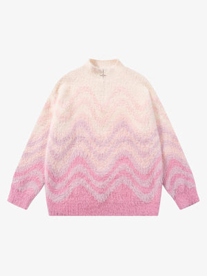 Street Gradient Wave Jacquard Knit Sweater - thumbnail 2
