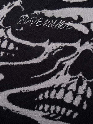High Street Dark Skull Frayed-edge V-neck Sweater Vest - thumbnail 9