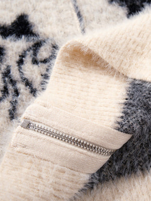 Street Spider And Butterfly Patterns Fluffy Zipper Sweater - thumbnail 11