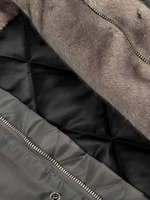 Deconstructed Patchwork Fur Collar Bomber Jacket - thumbnail 13