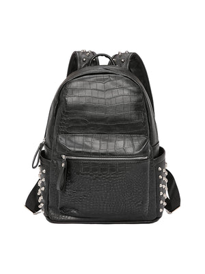 Rivet Crocodile-Print Backpack - thumbnail 1