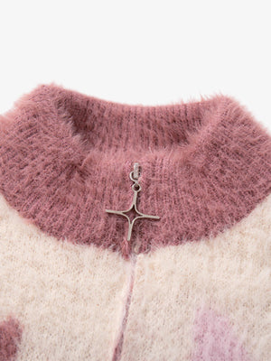 Contrast Stripe Butterfly Jacquard Half-zip Sweater - thumbnail 5