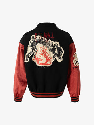 Retro Heavy Design Flight Baseball Jacket - thumbnail 2