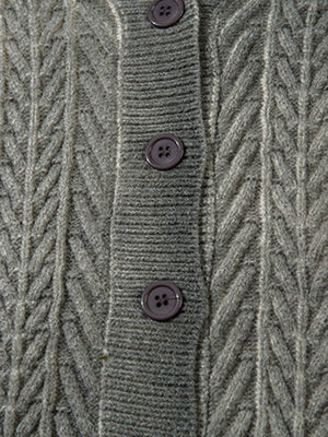 Cable Knit Cardigan Damaged Dirty Dyed Sweater - thumbnail 12