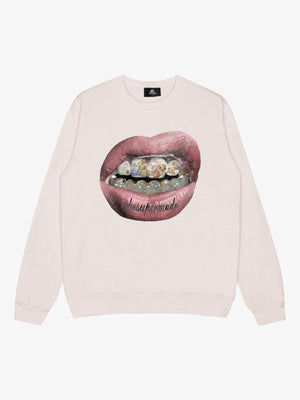 Streetwear Hip-Hop Gold Mouth Print Sweatshirt - thumbnail 1