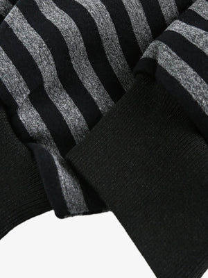 Detachable Fur Collar Striped Hooded Sweatshirt - thumbnail 5