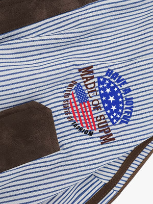 Retro Badge Embroidery Contrast Cropped Jacket - thumbnail 4