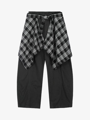 Plaid Decorative Patchwork Loose Pants - thumbnail 11