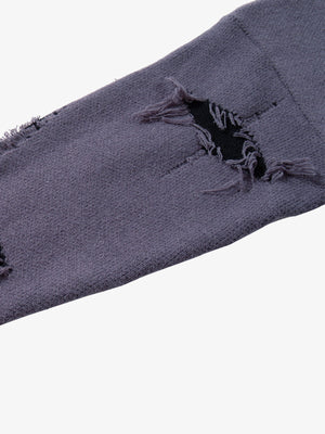 Hip-Hop Dark Skull Frayed-Edge Knit Sweater - thumbnail 24
