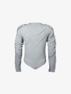 Camiseta de manga larga con paneles – gris claro, parte trasera plana | XoKool