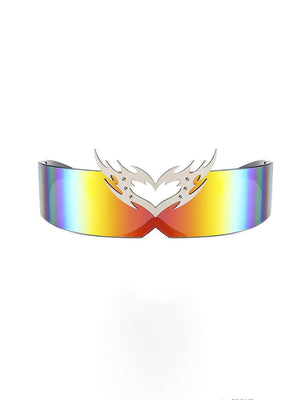 Sonnenbrille mit Flammenherz – Regenbogen verspiegelt, Vorderansicht | XoKool