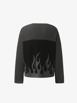 Flame Long Sleeve Shirt with Number 87 Print – Charcoal, back | XoKool