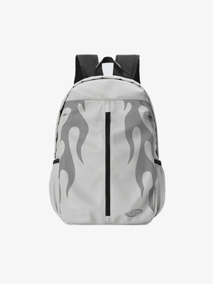 Rucksack mit Flammenprint und gepolsterten Trägern – Elfenbein, Vorderansicht | XoKool