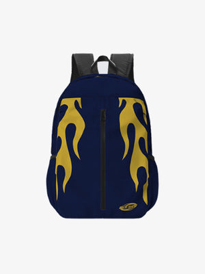 Rucksack mit Flammenprint und gepolsterten Trägern – Navy, Vorderansicht | XoKool