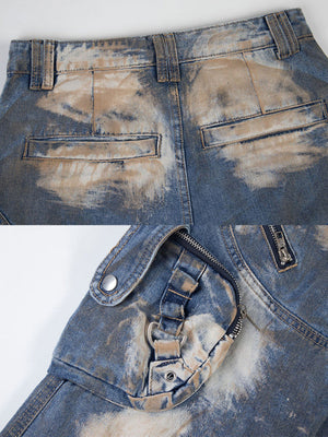 Flare Cargo Jeans – Blue, back pockets and strap pocket close-up | XoKool