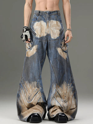 Flare Cargo Jeans – Blue, on model front | XoKool