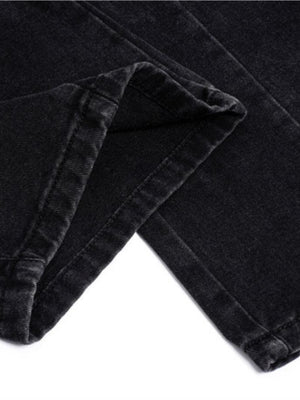 Frayed cargo jeans – Washed Black hem close-up | XoKool