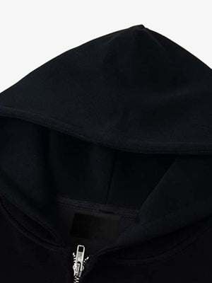 Hoodie con cierre y botones con el número 27 – detalle de la capucha y la etiqueta del cuello | XoKool