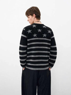 Striped star cardigan – on model, back | XoKool