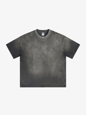 Garment Dyed Oversized Blank Tee in Five Washes – Dark Gray, front | XoKool