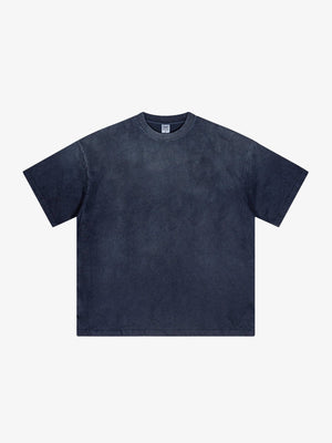 Garment Dyed Oversized Blank Tee in Five Washes – Navy Blue, front | XoKool