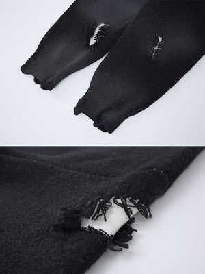 Gothic zip up sweater – Black, cuff and hem close-up | XoKool