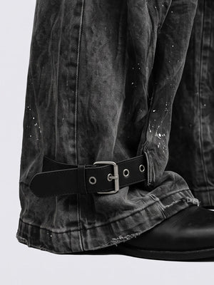 Gothic cargo pants – hem buckle strap close-up | XoKool