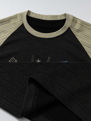Gothic cathedral raglan tee – collar & fabric close-up | XoKool