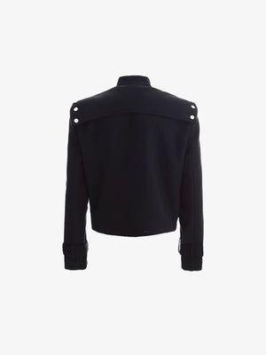 Chaqueta gótica negra corta con correas de hebilla – Negro, espalda | XoKool