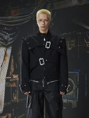 Gothic buckle jacket – on model, front view | XoKool