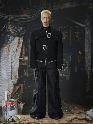 Gothic buckle jacket – on model, full outfit | XoKool
