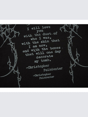Gothic polo – quote print close-up | XoKool