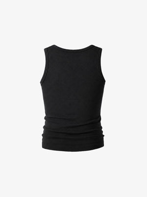Gothic Thorn Print Ribbed Tank Top – Black, back view | XoKool