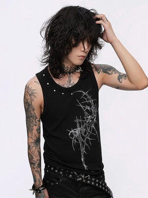 Thorn print tank top – on model, front | XoKool